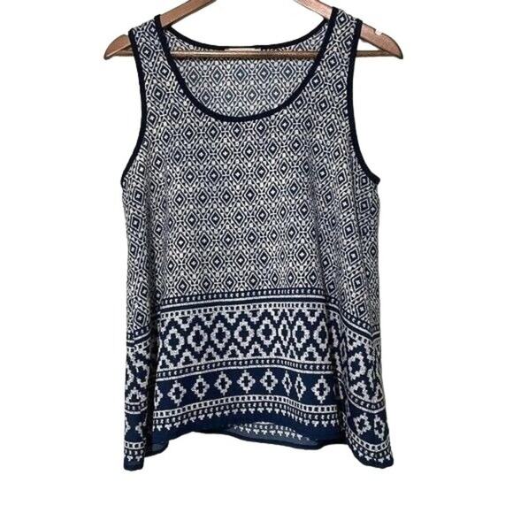 Acemi Tank Top Bohemian Blue and White Tribal Print 5 FOR $25 💵 💲 - Picture 1 of 5